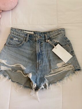 Zara Light Blue High-Waisted Denim Shorts